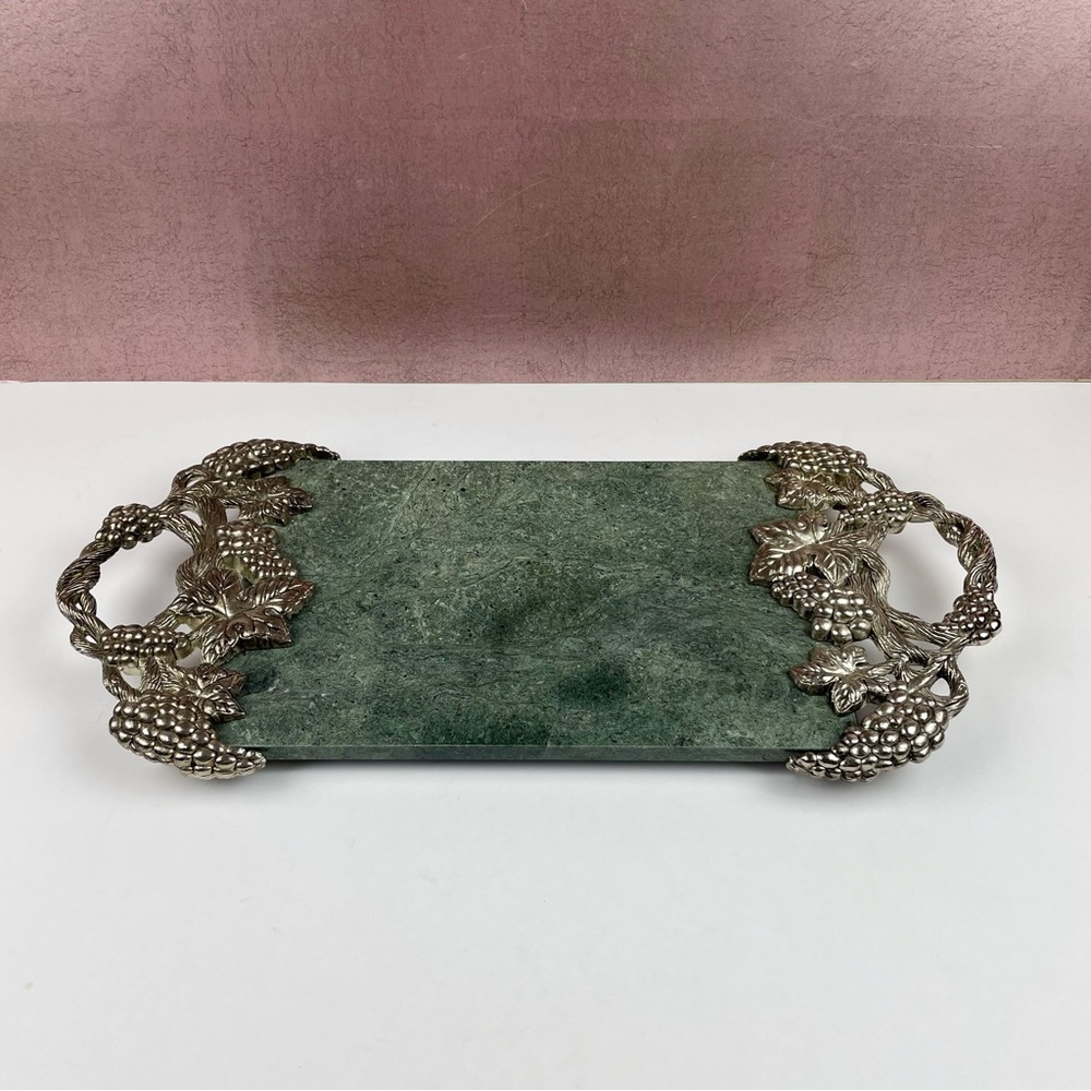 Godinger Silver Art Co Grape Green Marble Charcuterie Board Serving Dish